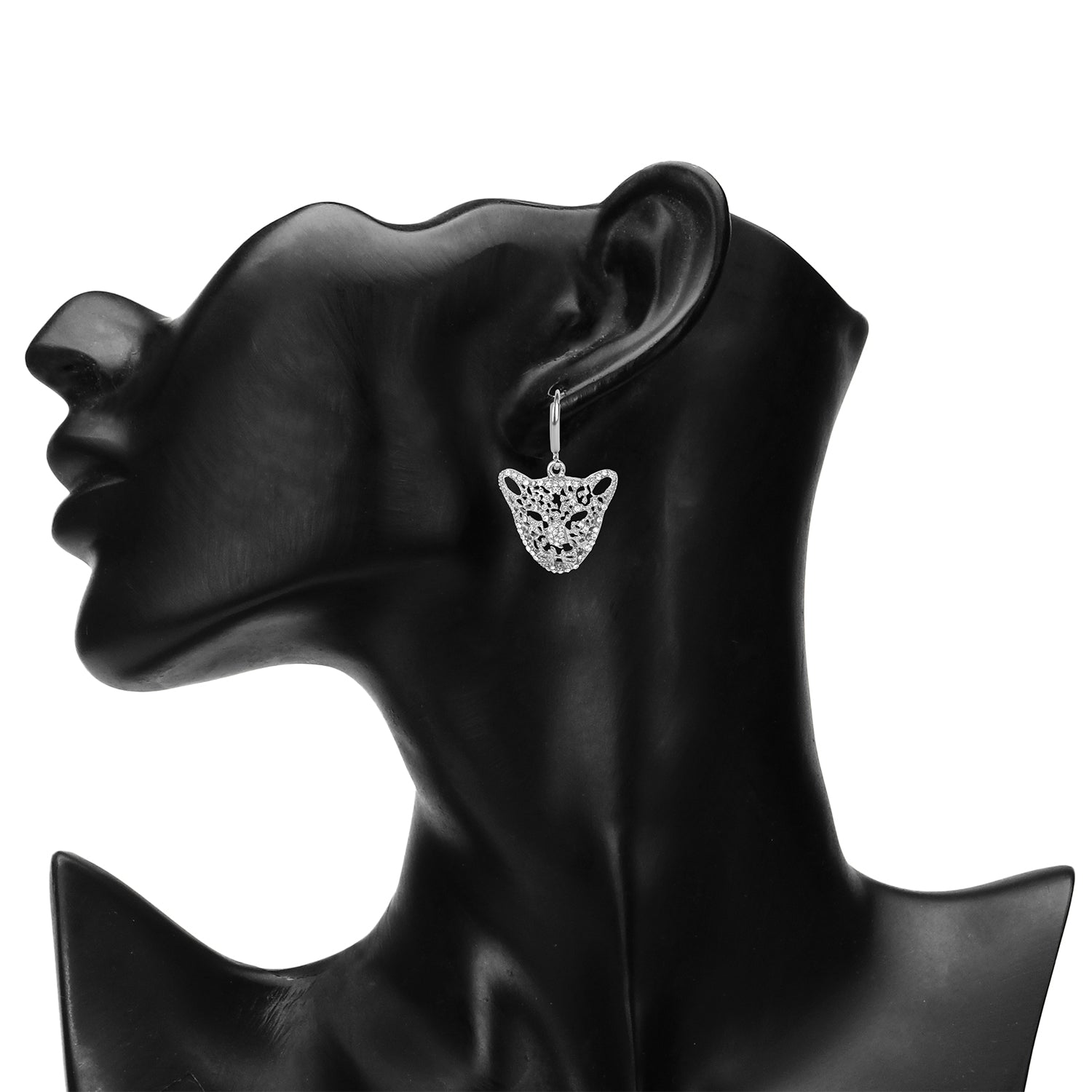 Women's CZ Stone Silver Tiger Earring