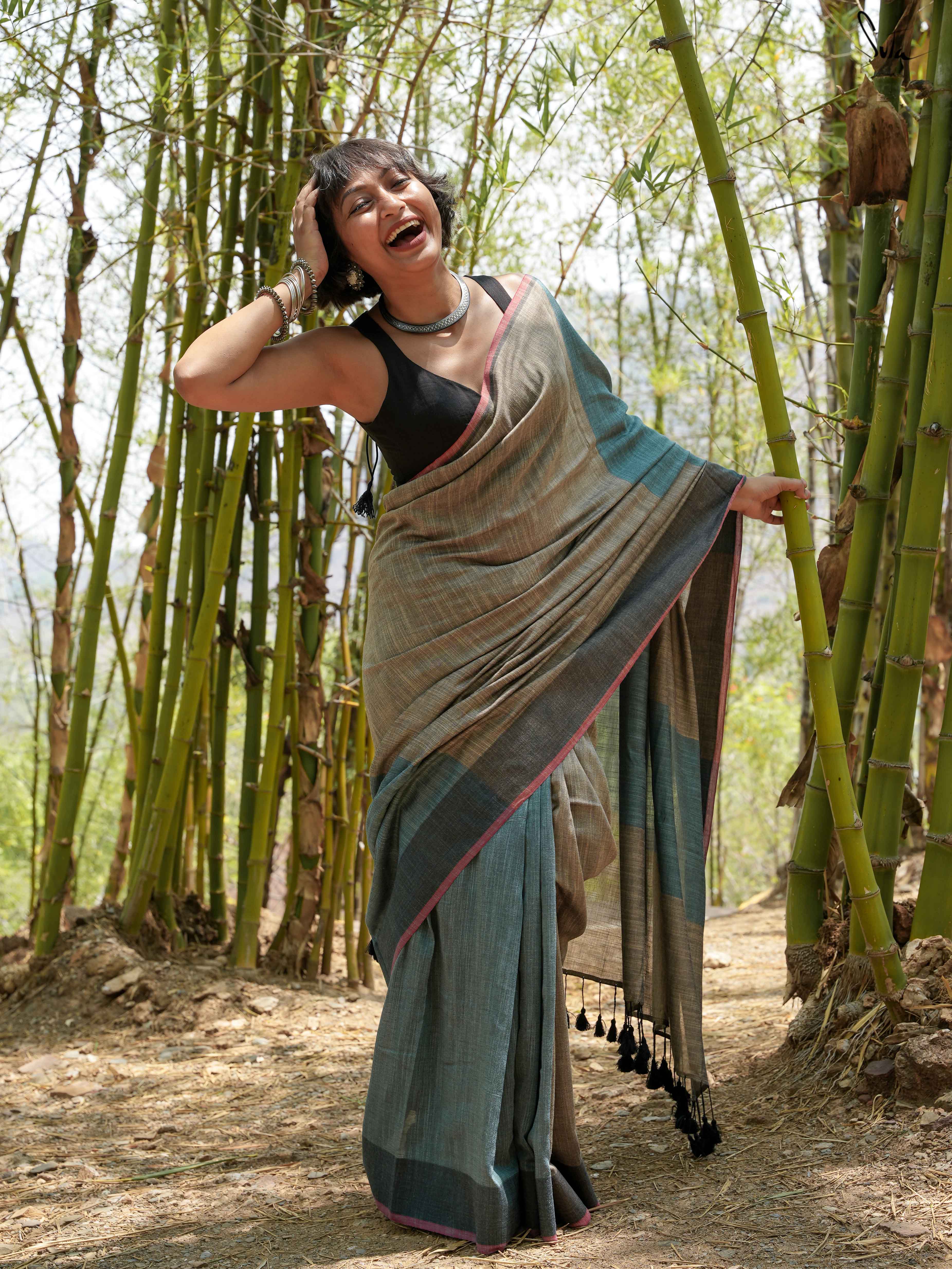 Women's Multicolor Slub Saree