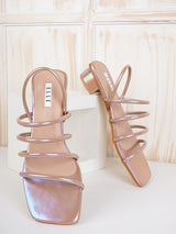 Women's Rose Gold  Multi-Strap Square-Toe Block Heel Sandals