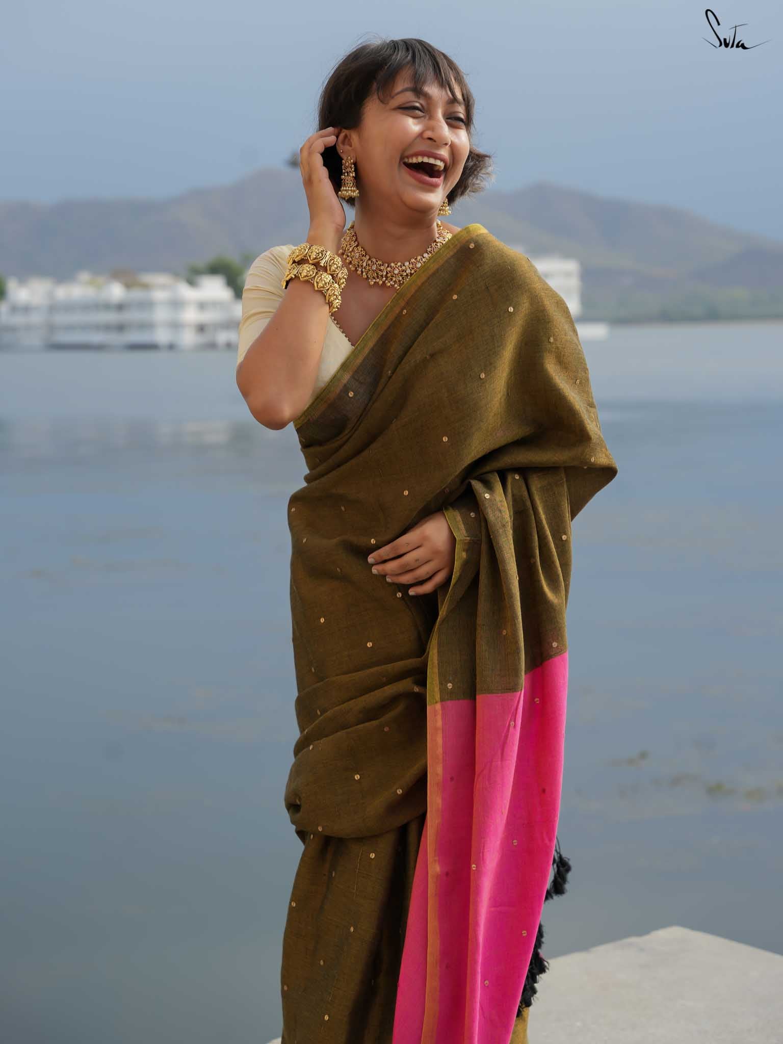 Women's Multicolor Acrylic Cotton Saree