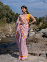 Women's Pink Mul Cotton Saree