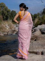 Women's Pink Mul Cotton Saree