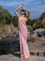 Women's Pink Mul Cotton Saree