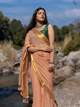 Women's Brown Mul Cotton Saree
