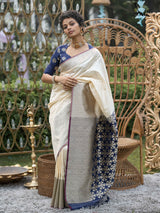 Women's Multicolor Kataan Silk Saree with Blouse Piece