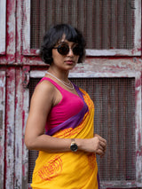 Women's Yellow Cotton Saree