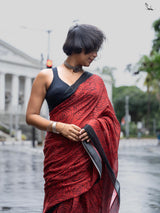 Women's Red Cotton Saree