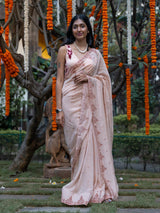 Women's White Pure Cotton Saree