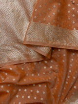 Women's Orange Cotton Blend Saree