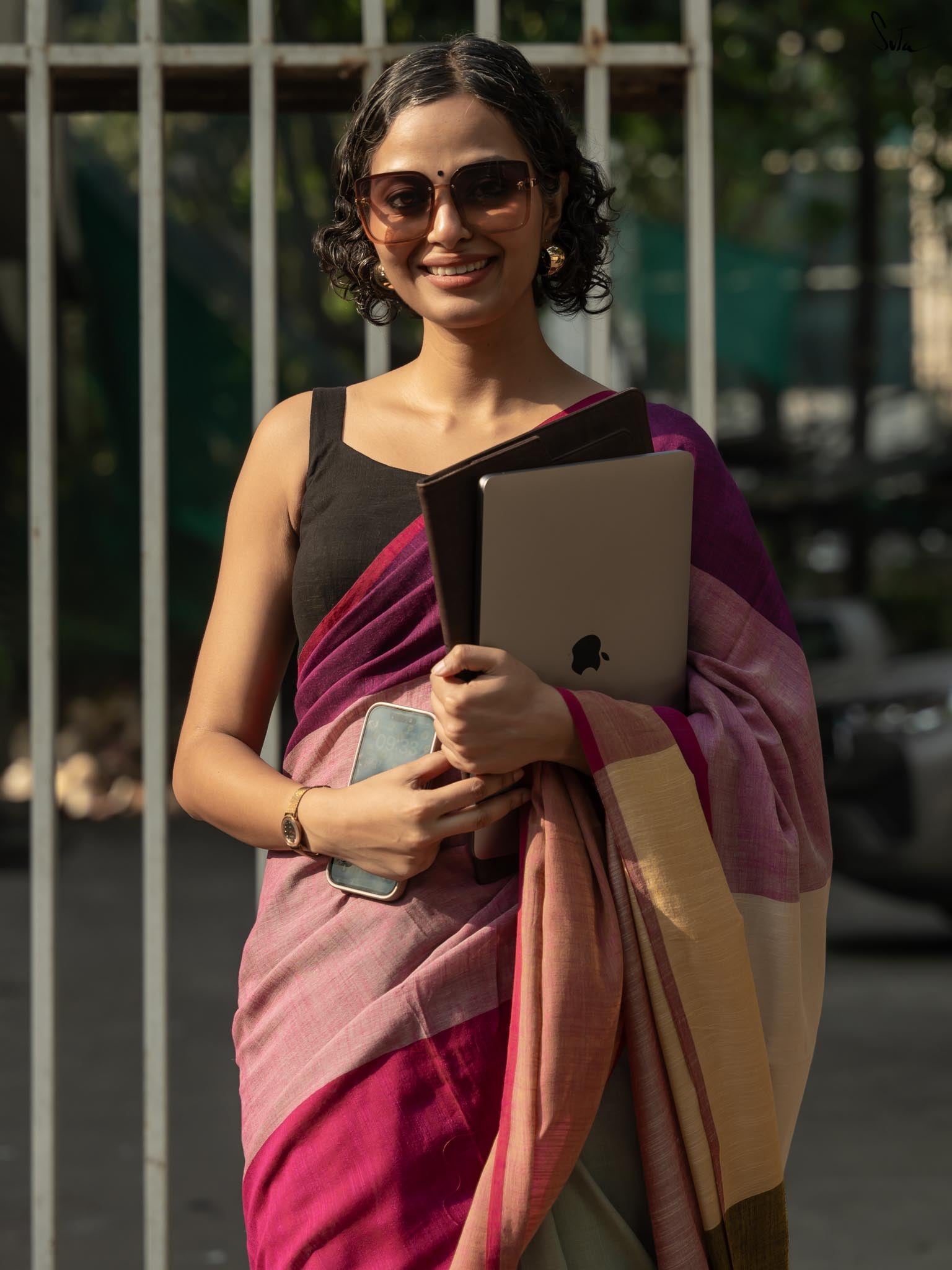 Women's Multicolor Slub Saree