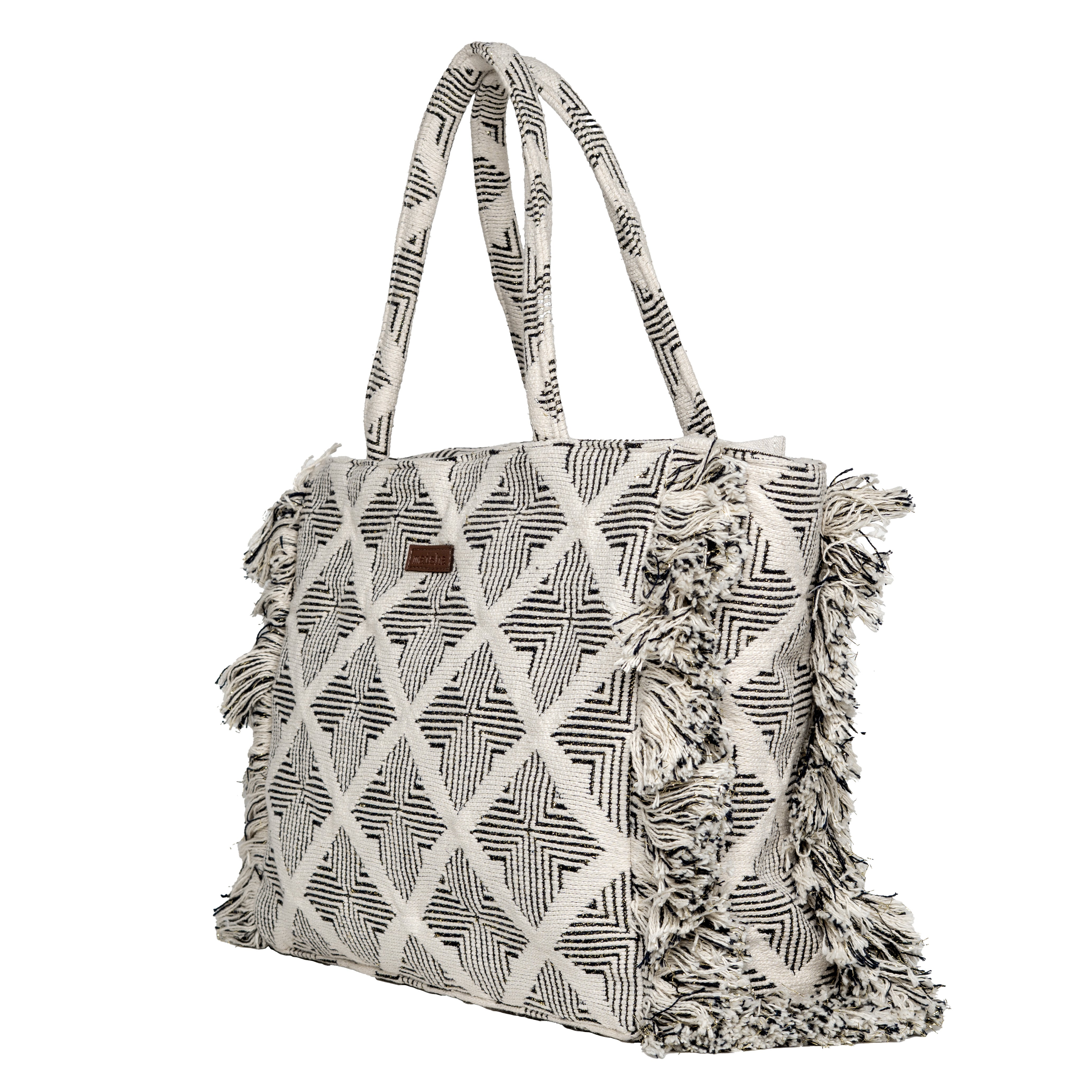 Women's Beige Mono-mirage Ruffle Box Bag
