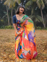Women's Multicolor Cotton and Handloom Cotton Saree