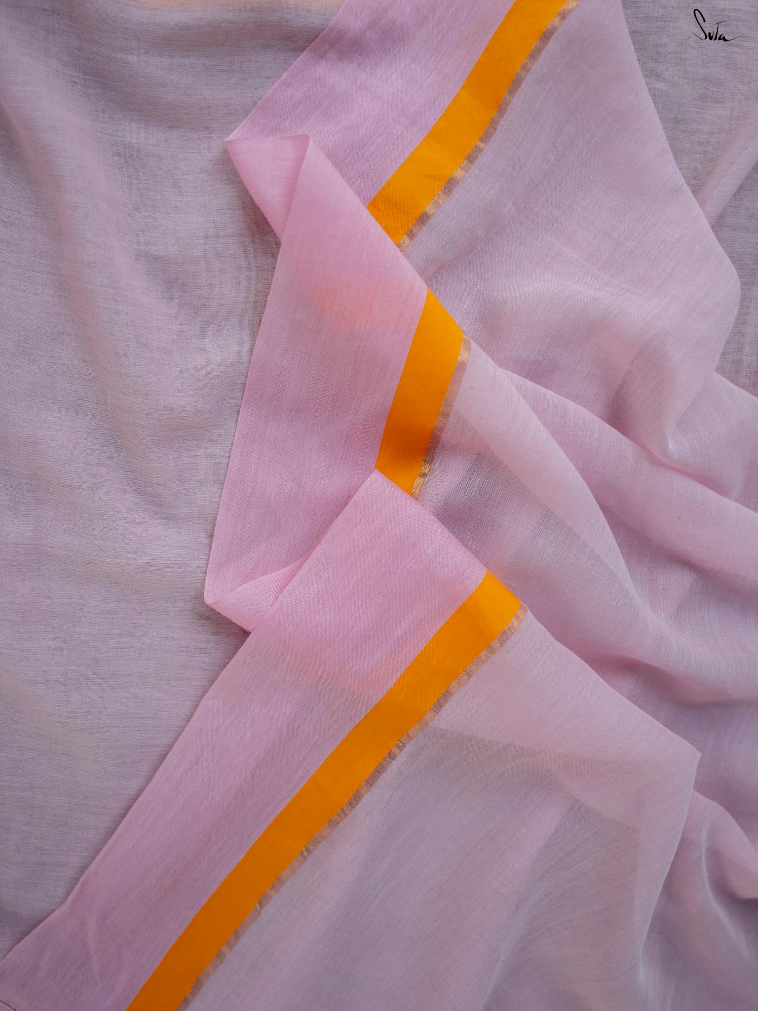 Women's Pink Mul Cotton Saree