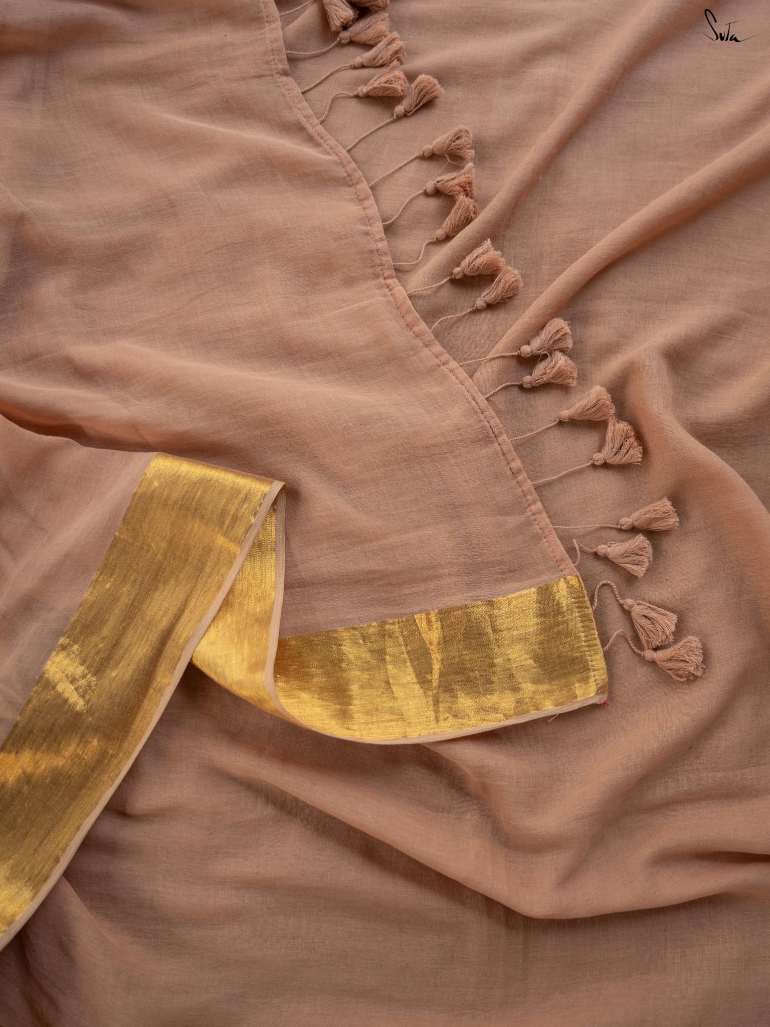Women's Brown Mul Cotton Saree