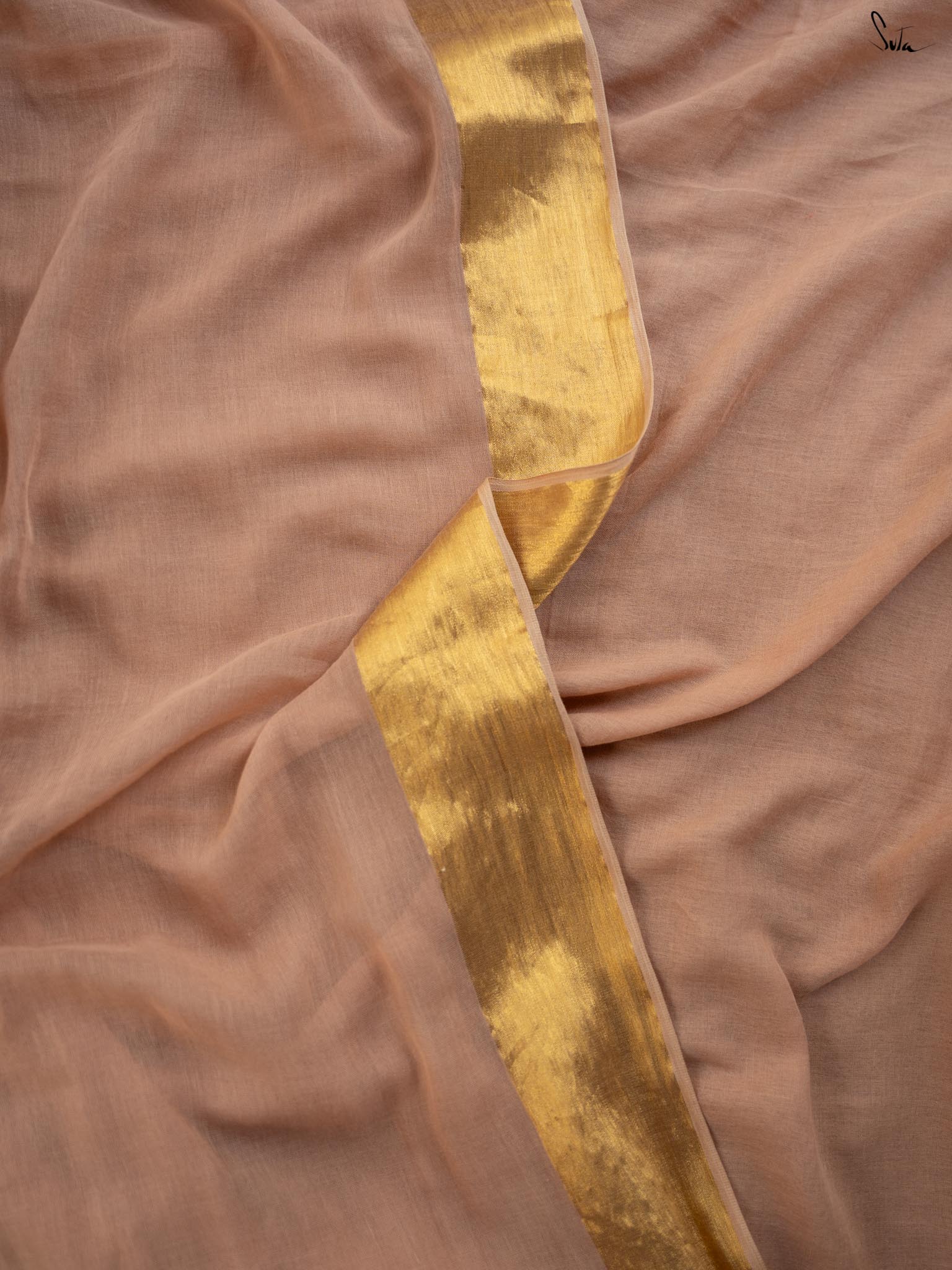 Women's Brown Mul Cotton Saree