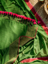 Women's Multicolor Cotton Zari Saree