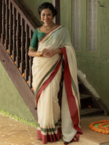 Women's White Mul Cotton with Zari Saree