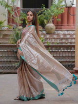 Women's Multicolor Cotton Zari Saree