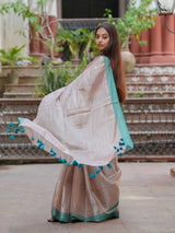 Women's Multicolor Cotton Zari Saree