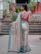 Women's Multicolor Cotton Zari Saree