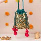 Women's Green Radha Rass Festive Potli