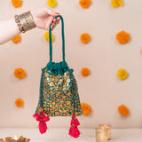 Women's Green Radha Rass Festive Potli