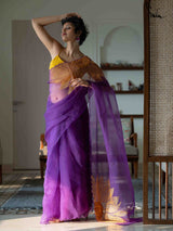Women's Purple Organza Saree