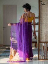 Women's Purple Organza Saree