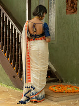 Women's White Mul Cotton Saree