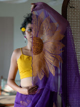 Women's Purple Organza Saree