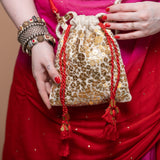 Women's White the Shringar Festive Potli