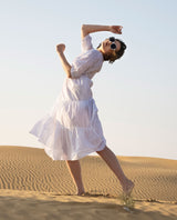 Women's White Casual Half Sleeves Dress