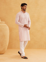 Men's Multicolor Full Sleeves Straight Embroidered Kurta