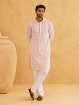 Men's Multicolor Full Sleeves Straight Embroidered Kurta