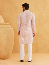 Men's Multicolor Full Sleeves Straight Embroidered Kurta