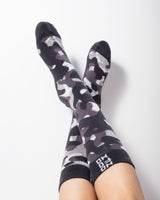 Unisex Grey and Black Crew Lengh Camo Socks
