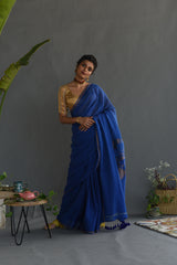 Women's Blue Cotton Saree