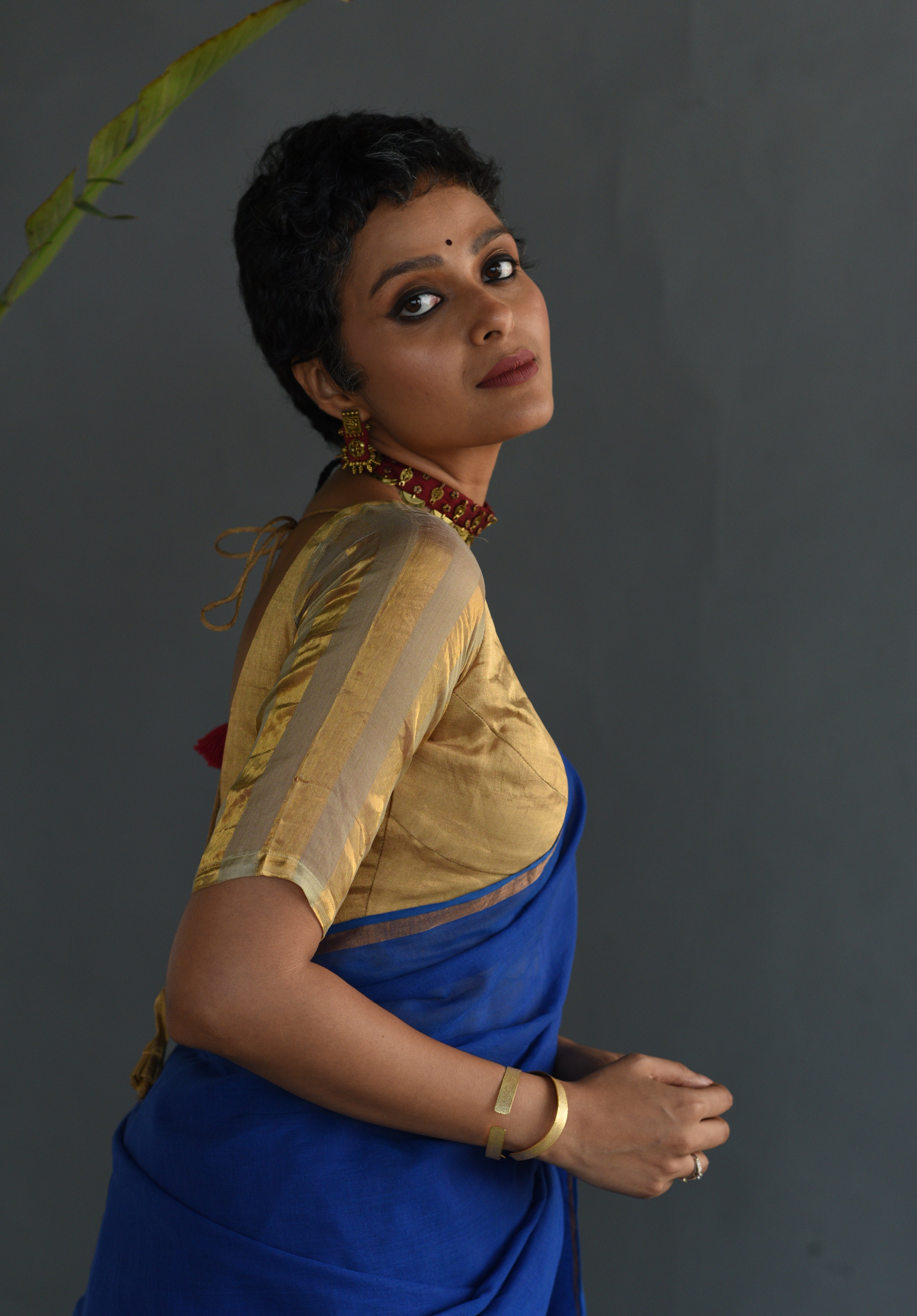 Women's Blue Cotton Saree
