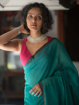 Women's Green Mul Cotton Saree
