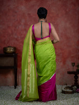 Women's Multicolor Silk Cotton Zari Saree
