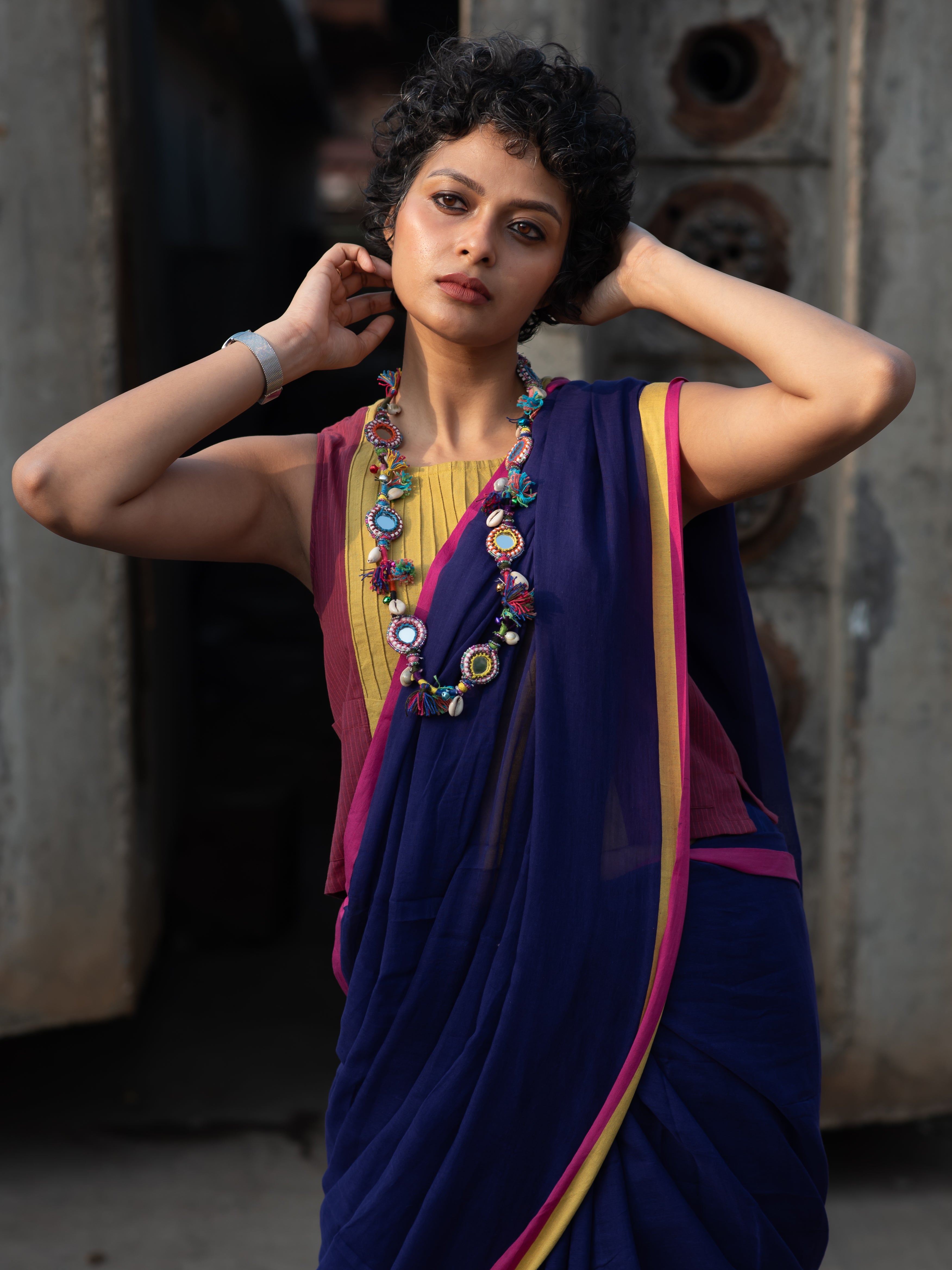 Women's Purple Mul Cotton Saree
