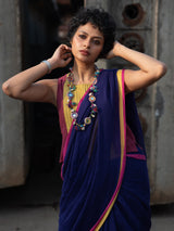 Women's Purple Mul Cotton Saree