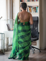 Women's Green Mul Cotton Saree