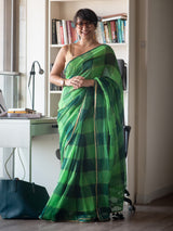 Women's Green Mul Cotton Saree
