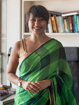 Women's Green Mul Cotton Saree