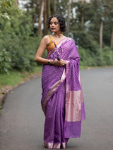 Women's Purple Cotton Blend Saree