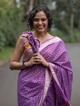 Women's Purple Cotton Blend Saree
