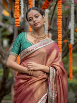 Women's Pink Linen Saree