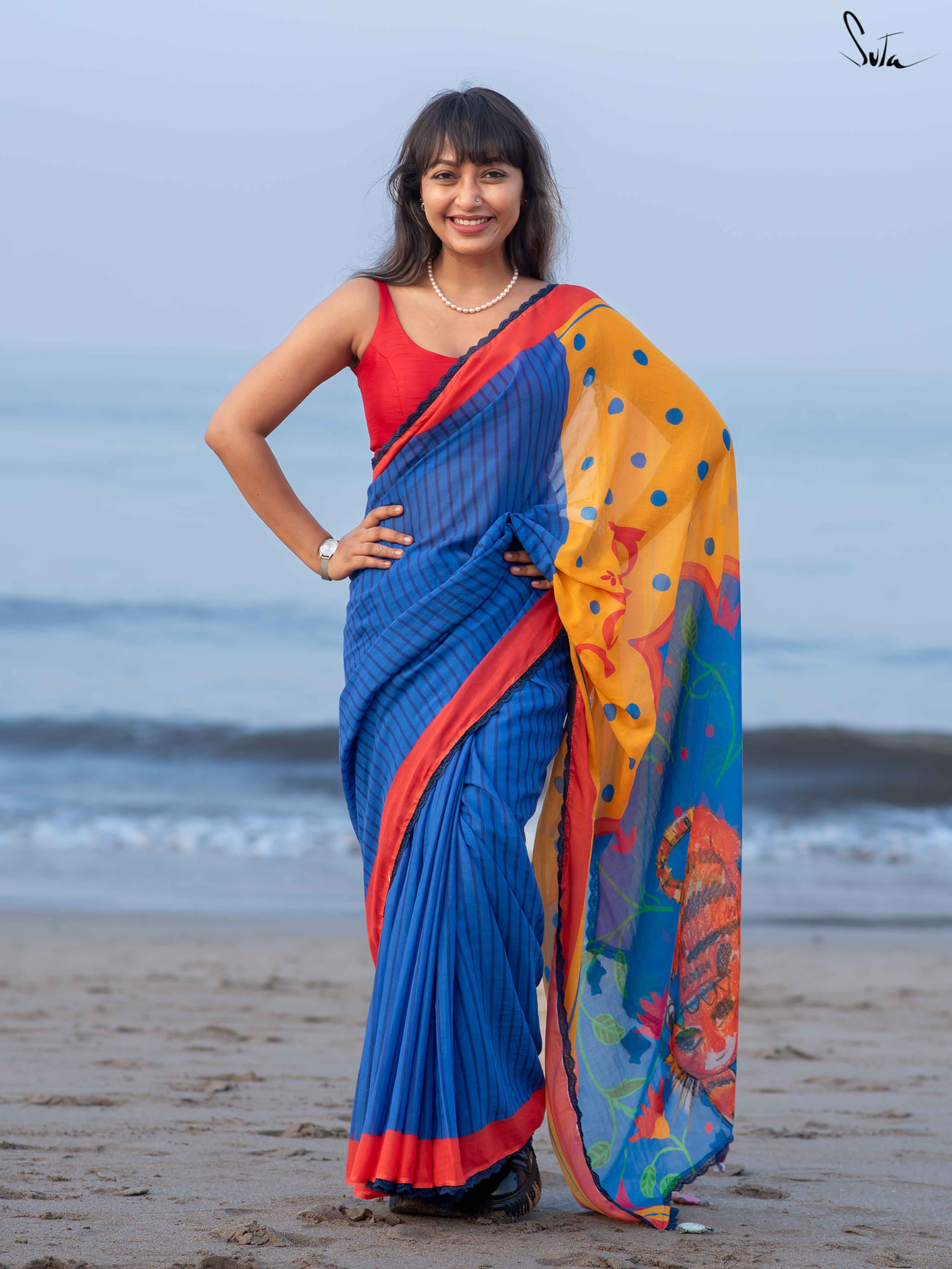 Women's Multicolor Cotton Viscose Saree