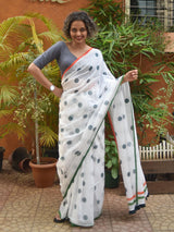 Women's White Mul Cotton Saree